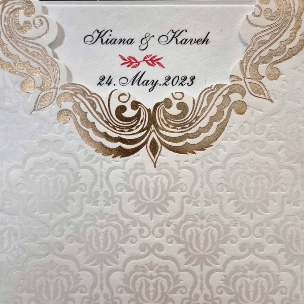 کارت عروسی مقوا با چاپ طلاکوب برجسته کد 693 - تصویر 18