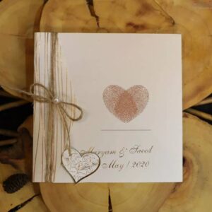 کارت عروسی قلبی مقوای کرم کد 607