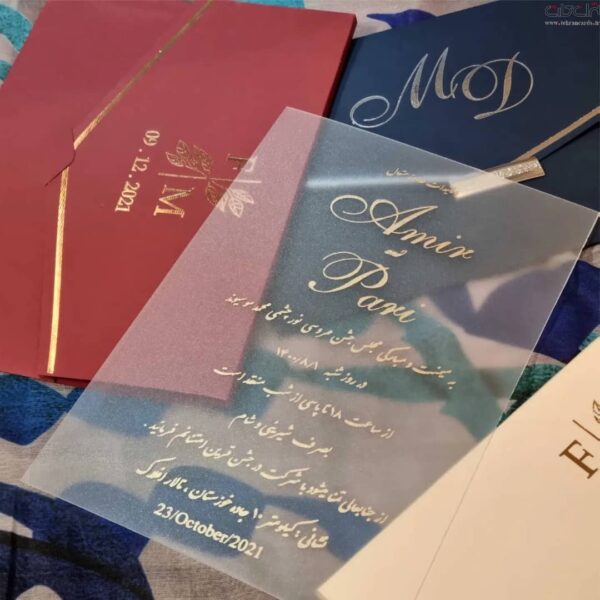 کارت عروسی کد 652 ساده طلقی با پاکت در چند رنگ