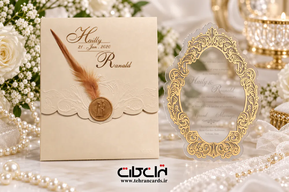کارت عروسی بیضی شکل پلکسی خارجی کد 646