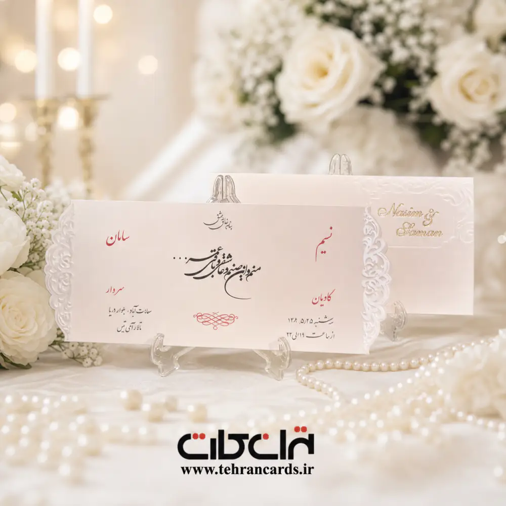 کارت عروسی تک برگ کشویی کد 554