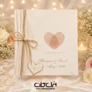 کارت عروسی کد 607 طرح کنف و قلب تهران کارت فانتزی
