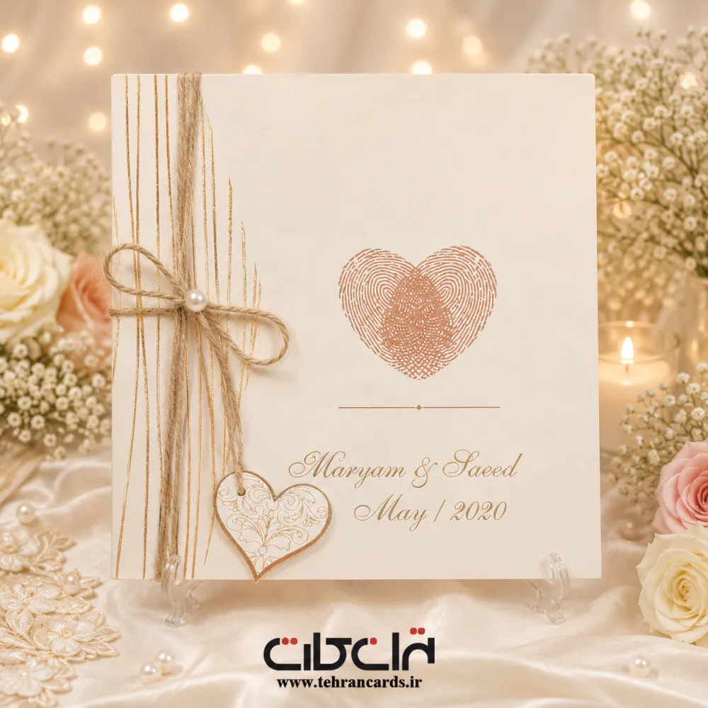 کارت عروسی کد 607 طرح کنف و قلب تهران کارت فانتزی