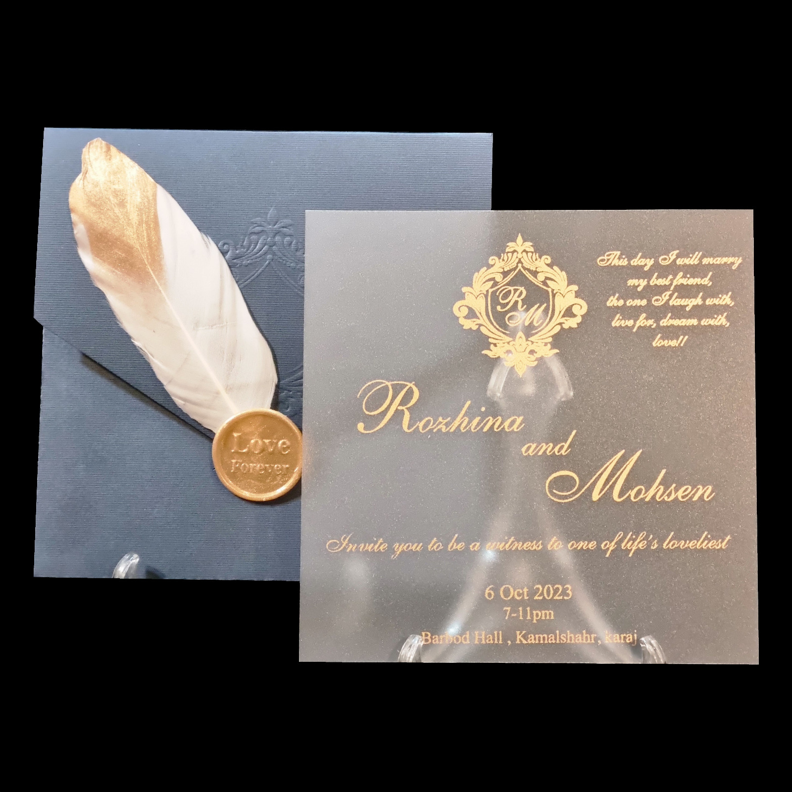 کارت عروسی طلق با چاپ طلایی کد 955 - تصویر 50