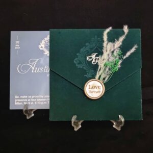 کارت عروسی کد 724 پاکت سبز به همراه کارت طلقی